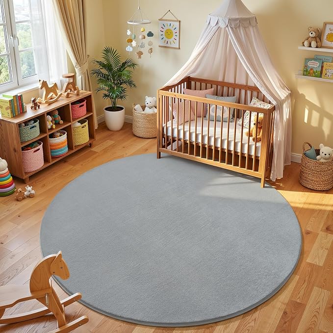 Grey Round Area Rugs 6ft Circle Rugs - Image 2