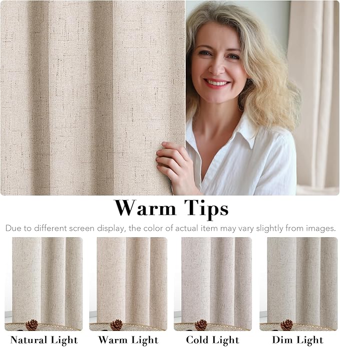 H.VERSAILTEX Linen Blackout Curtains 45 Inches Long 100% Blackout Thermal - Image 5