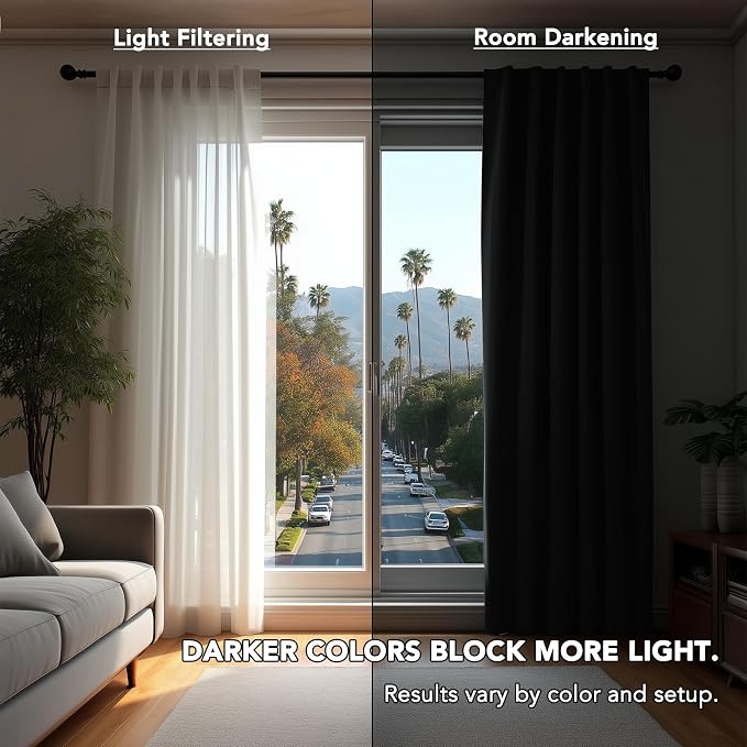 Deconovo Blackout Curtains, Thermal Insulated, W70 x L63 2 Panels, Back Tab - Image 7