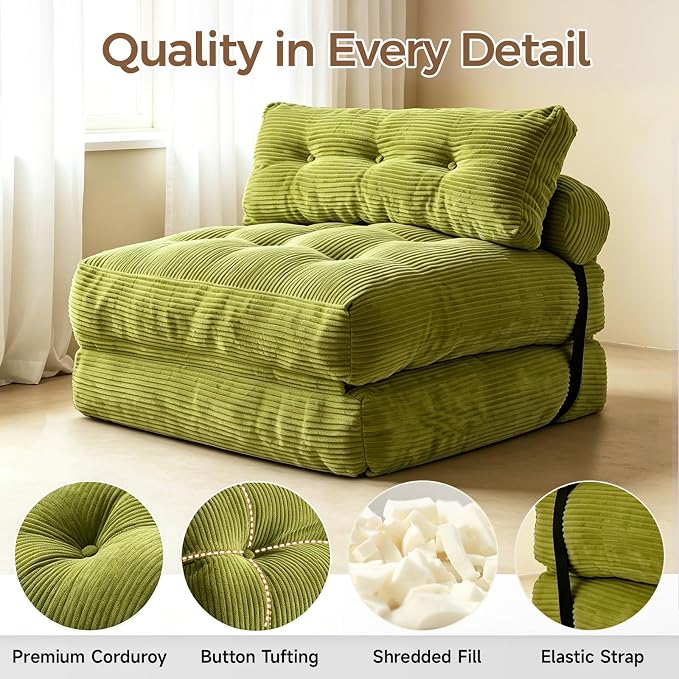 Folding Sofa Bed, Convertible Chair Bed, Foam Floor Sofa Lounger | 3-in-1 - Image 6