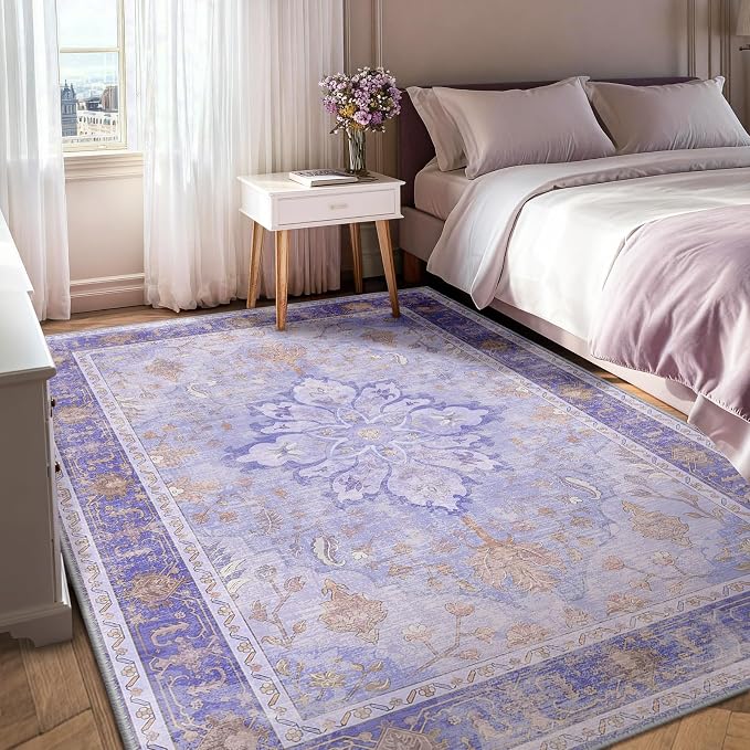 RELEANY Washable Area Rug, Water Repellent, Pet Friendly, Vintage Floral Boho - Image 3