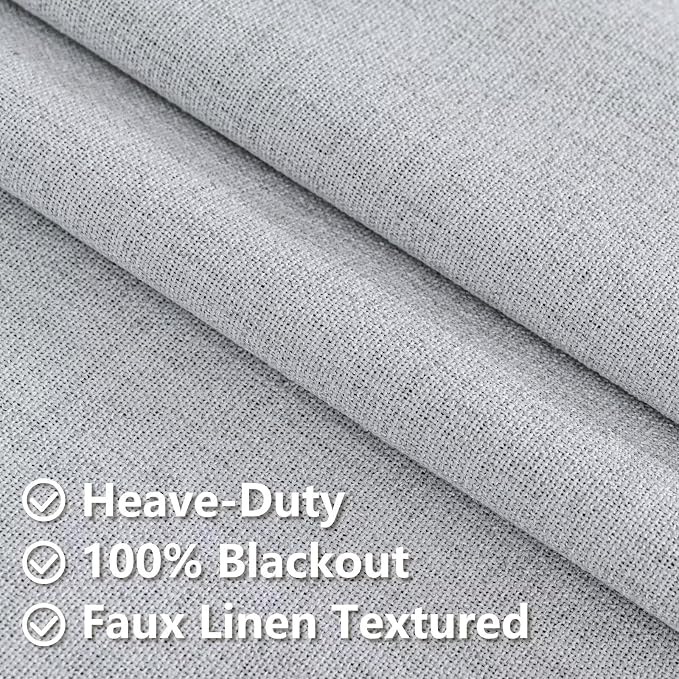 100% Blackout Curtains 108 inch Length 1 Panel Faux Linen Long Drapes - Image 4