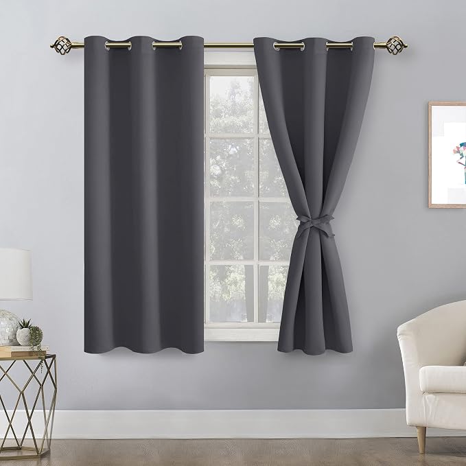 Blackout Curtains for Bedroom, Dark Grey, 42 x 54 Inch, 2 Panels | Thermal - Image 8