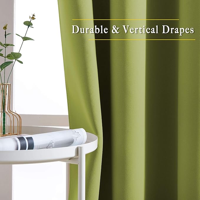 NICETOWN Fresh Green Room Darkening Curtains 102 inch Length, Grommet Energy - Image 5