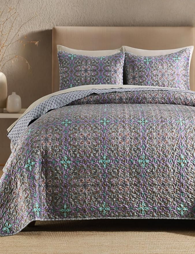 Boho Quilt Twin Set, 3-Piece Bedspread by TEXSTEAD