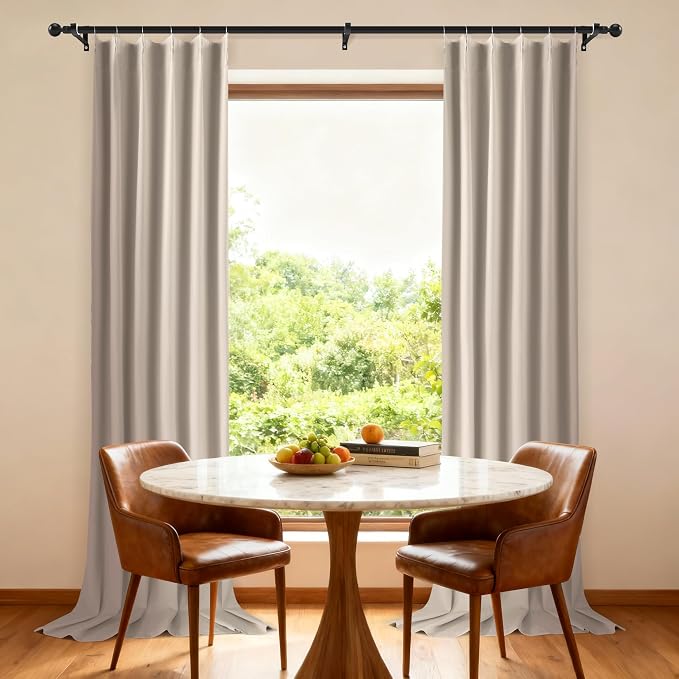 Etherealveil Taupe Pinch Pleated Blackout Curtains 2 Panels 40"x112" | Back Tabs - Image 2