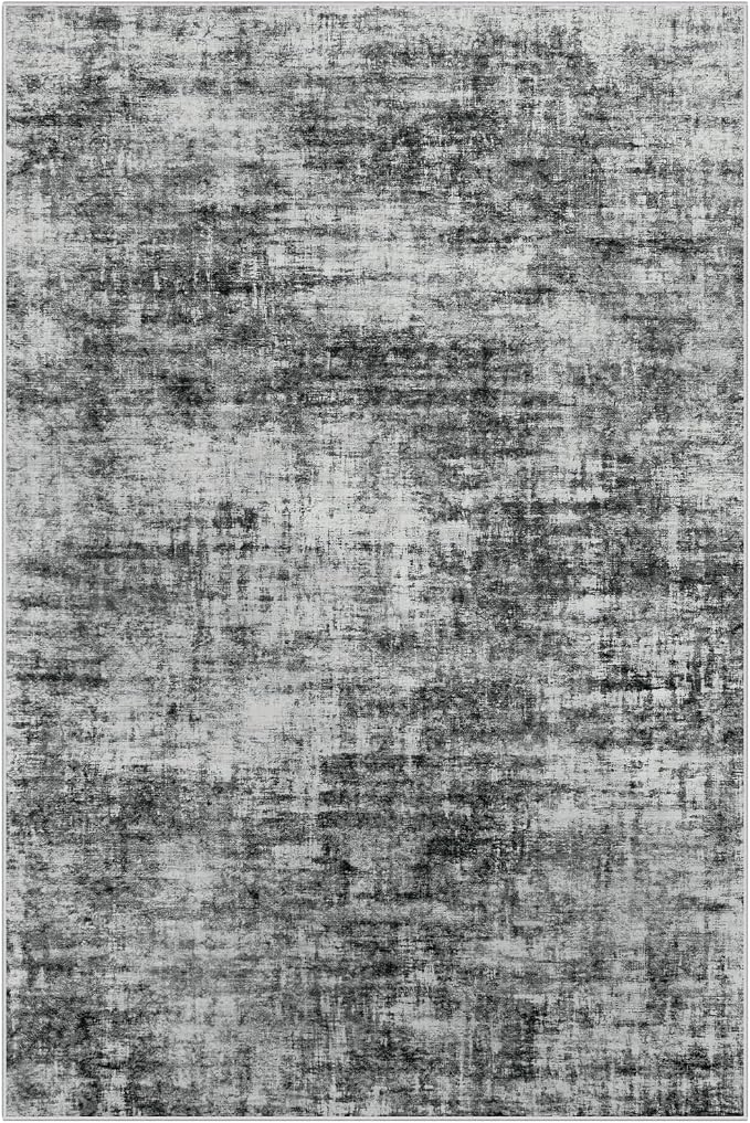10x14 Area Rugs for Living Room: Washable Abstract Black Badroom Carpet | - Image 3