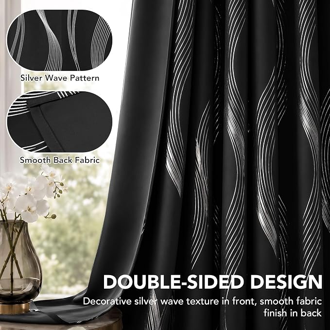 Deconovo Curtains for Living Room, Pattern Blackout Curtains 72 Inches Long | - Image 2