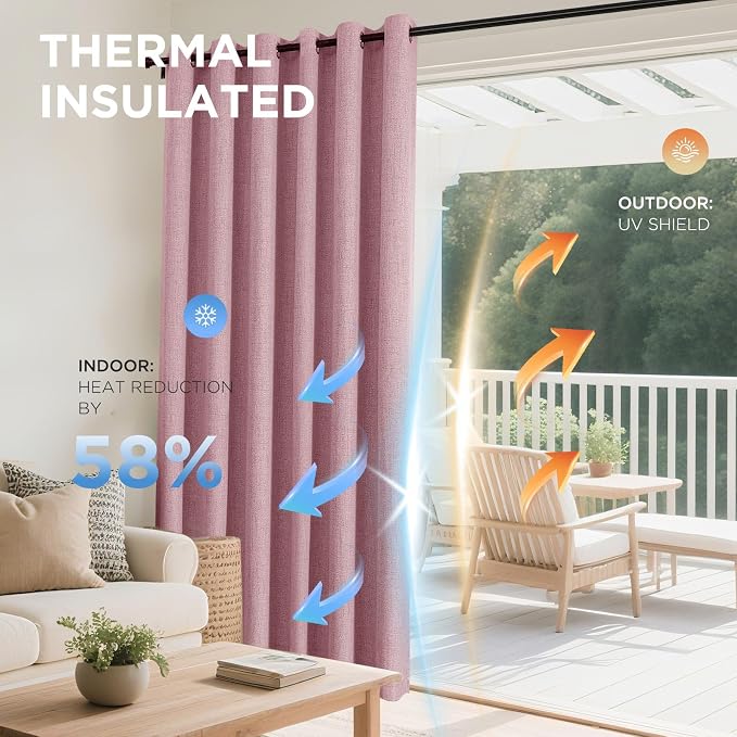 Joydeco Light Pink Blackout Curtains 108 Inches Long, Extra Long Curtains 108 - Image 4
