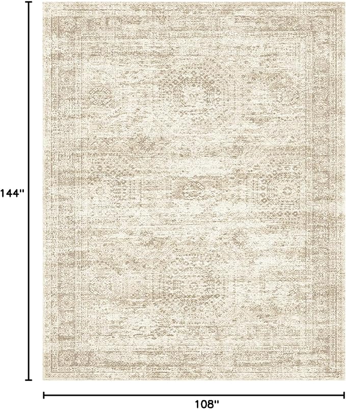 Soalmost 9x12 Area Rugs for Living Room Washable Rug Non-Slip Beige | Large - Image 2
