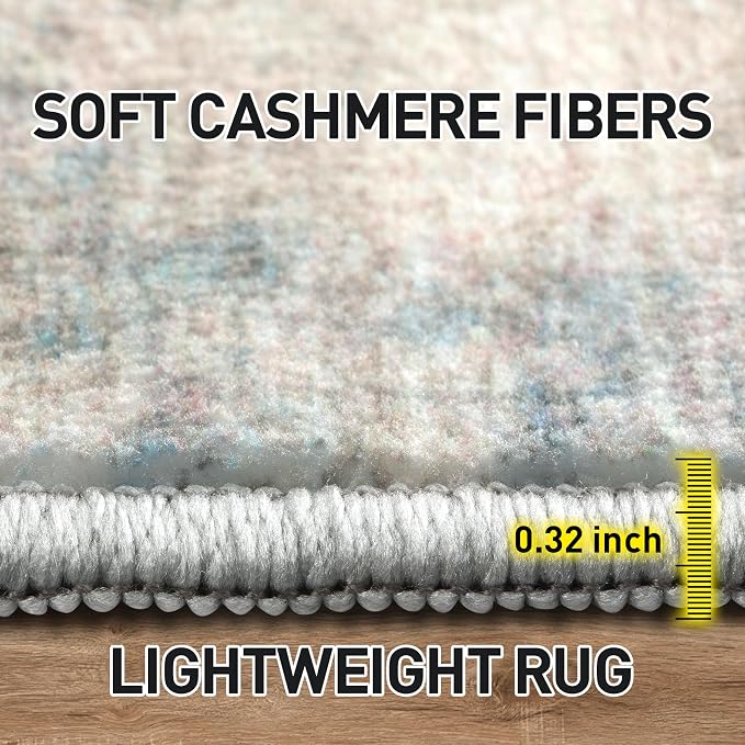 4x6 Area Rugs for Living Room: Washable Abstract Multi Color Badroom Carpet | - Image 6