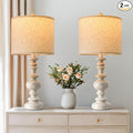 BOBOMOMO 24" Farmhouse Resin Table Lamp Set of 2, Vintage Lamps by BOBOMOMO