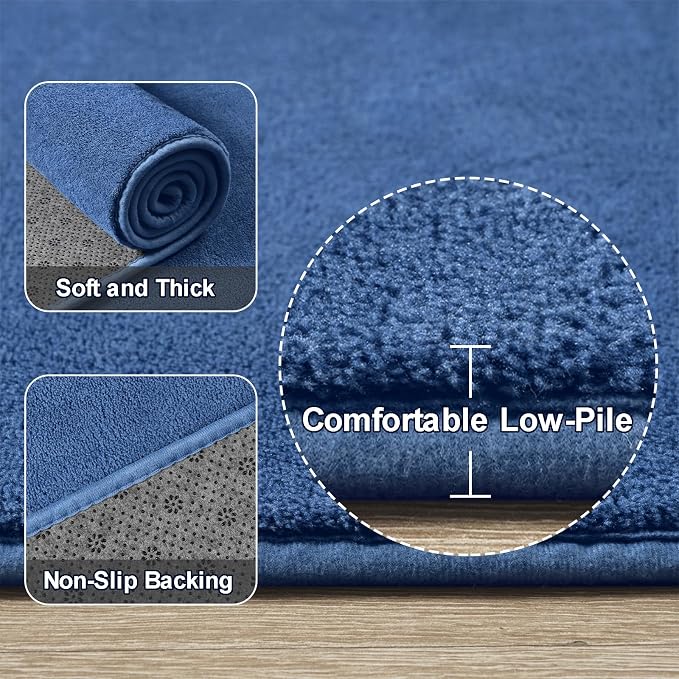 Modern Area Rugs for Bedroom Living Room, 5x8 Blue Memory Foam Rug | Thickened - Image 3