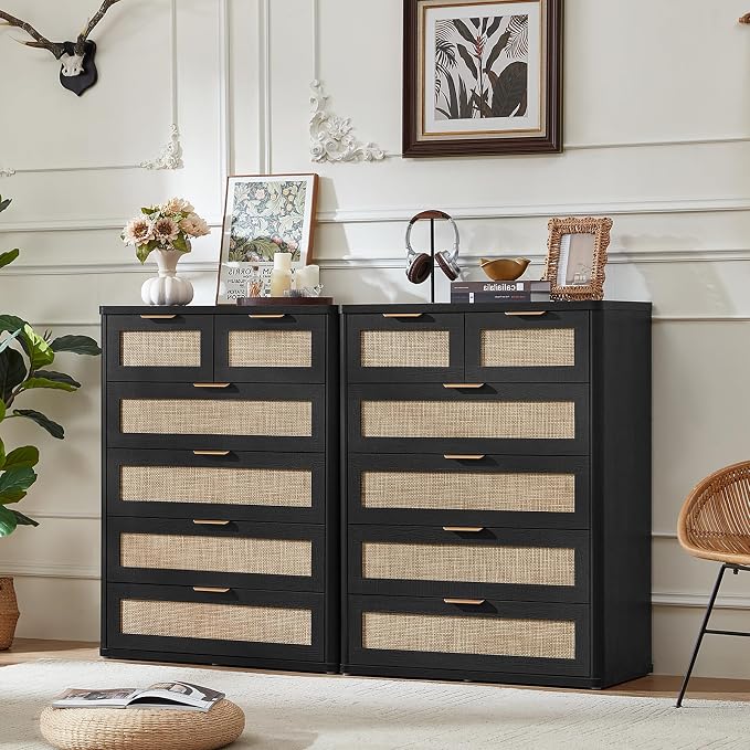 LEYAOYAO Rattan Dresser for Bedroom - Image 3
