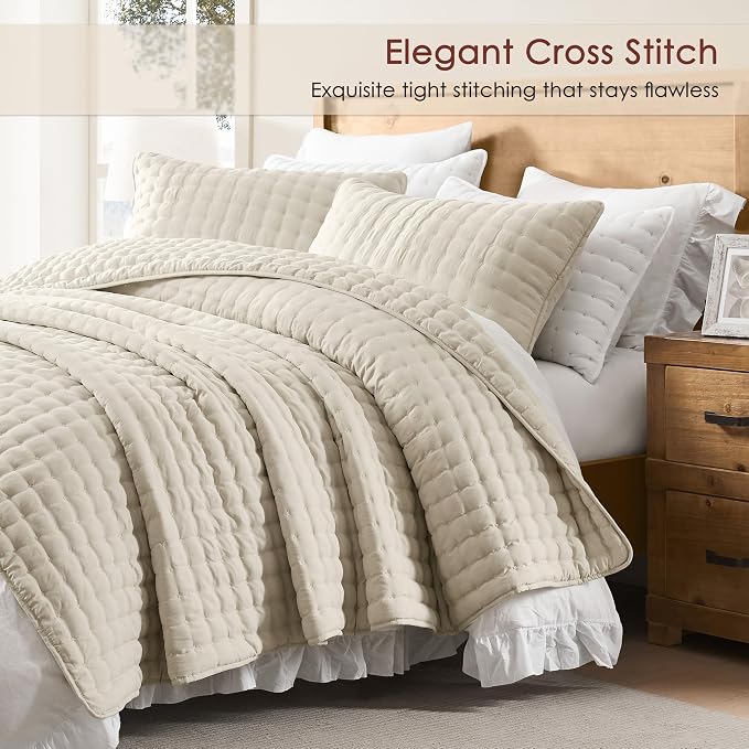 WDCOZY Beige Twin Quit Size Bedding Sets - Image 3