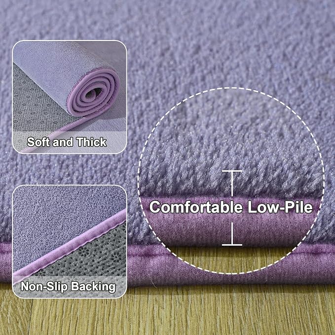 Large Area Rugs for Bedroom Living Room, 6x9 Purple Memory Foam Rug | Thickened - Image 3