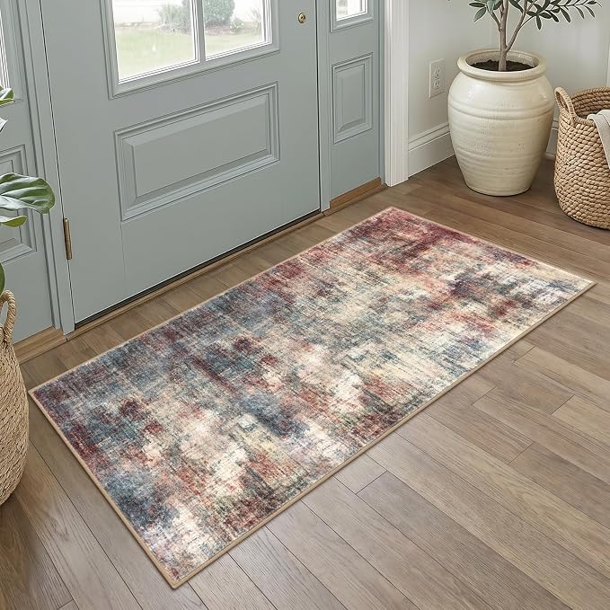 Abstract Runner Rug 2x4 Ft Entryway Rugs Washable Door Mat Indoor Entrance by iOhouze
