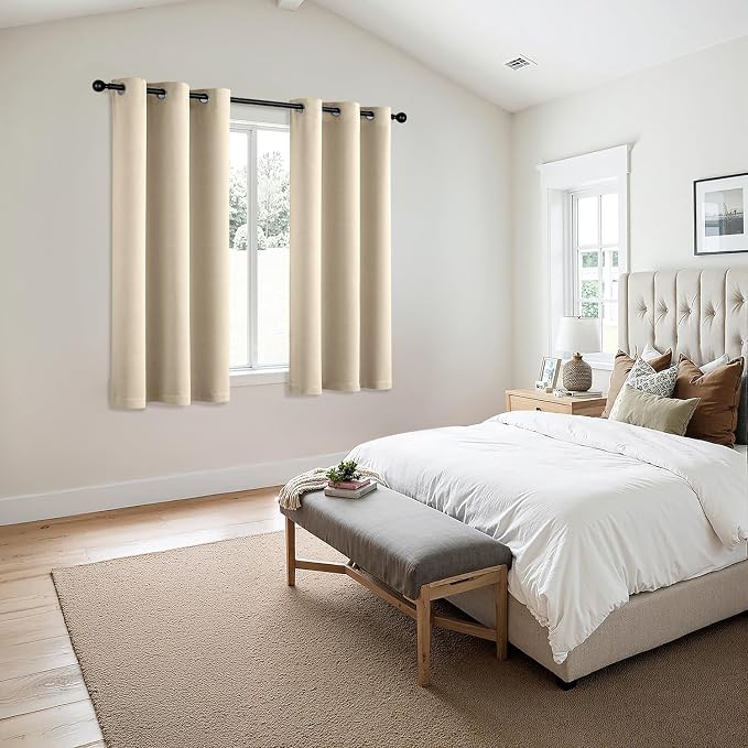 MIULEE Blackout Curtains for Bedroom 2 Panels 40 x 45 Inch Long Cream Beige | - Image 6