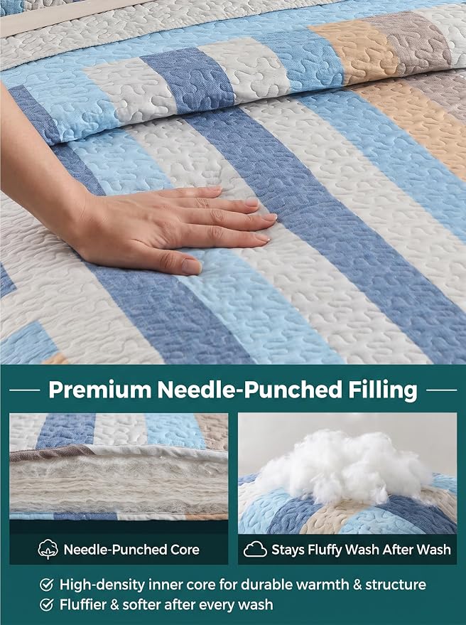 Twin Size Seersucker Quilt Set - Image 4
