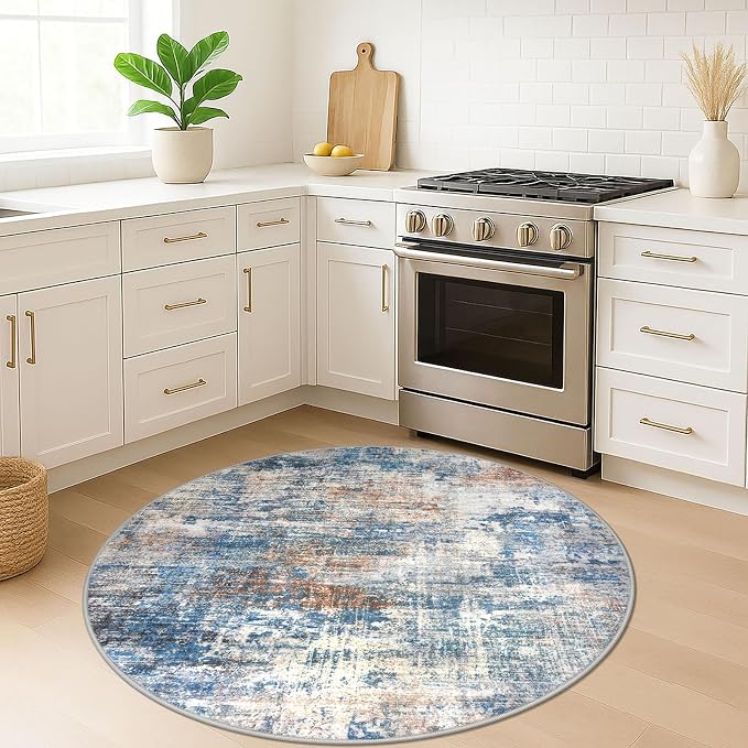 Round Area Rug 5 Ft Circle Entryway Rugs Round Washable Door Mat Indoor Entrance - Image 3