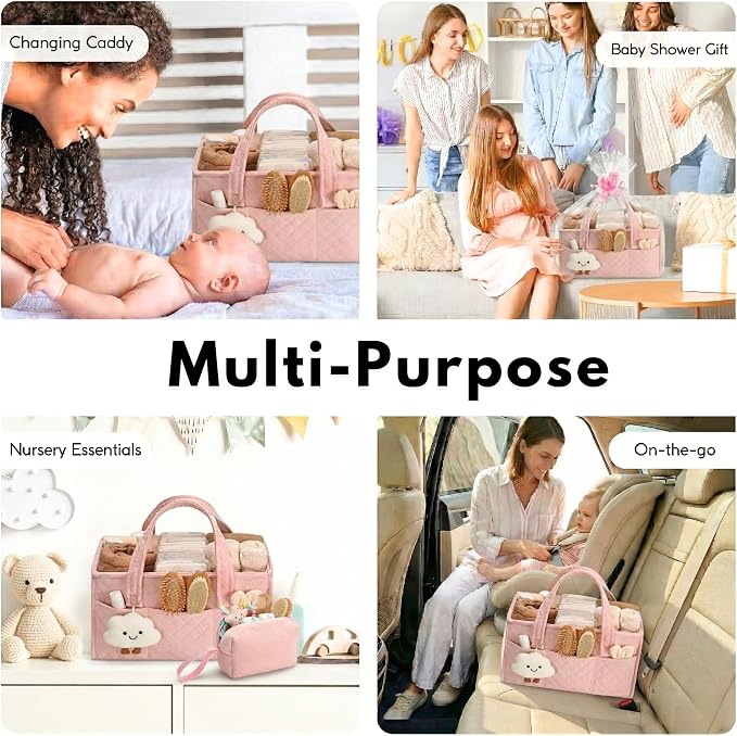 Baby Diaper Caddy Organizer, Baby Basket Shower Gift, Portable Changing Table - Image 5