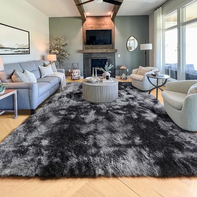 Abstract Shaggy Area Rug 4' x 6' Plush Furry Rugs - Image 9