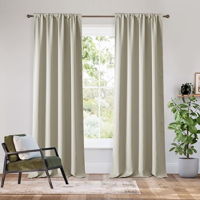 RYB HOME Bedroom Blackout Curtains 84 inches Long, 100% Blackout | Thermal by RYBHOME