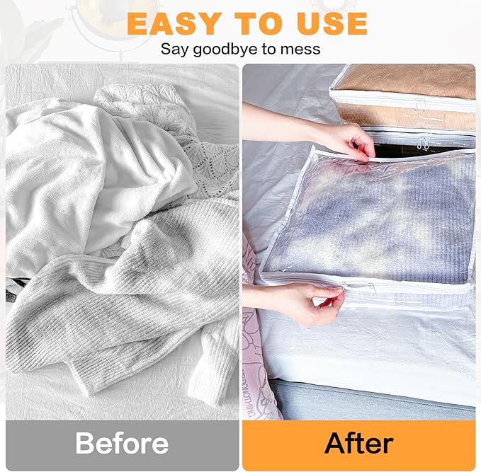 Clear Zippered Plastic Clothes Storage Bags, 6 Pack, Size: 12 x 12 x 4 Inch - Image 5