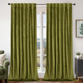 BGment Moss Green Vintage Blackout Velvet Curtains 90 Inches Long, 2 Panels | by BGment