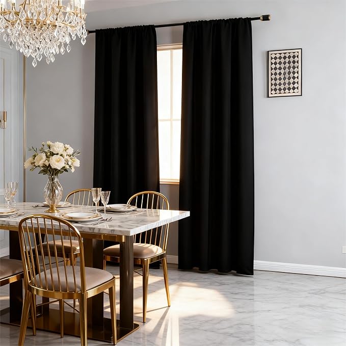 IGEMAEVE Blackout Curtains for Bedroom Grommet Black 52" W x 72" L | Bedroom | by IGEMAEVE