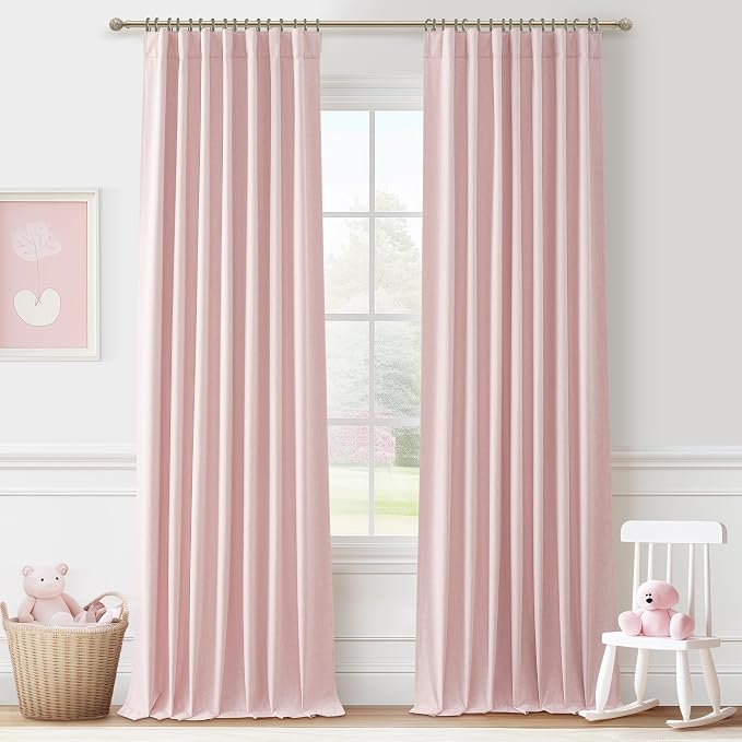 QJmydeco 102 Inch Long Baby Pink Curtains 2 Panels Set by QJMYDECO