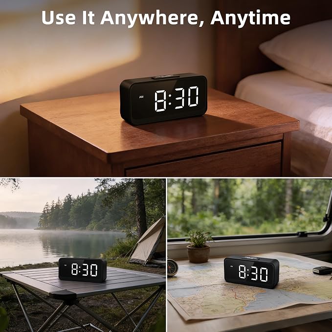 Battery Operated Small Alarm Clock: Compact Cordless Design | Digital Large - Image 8