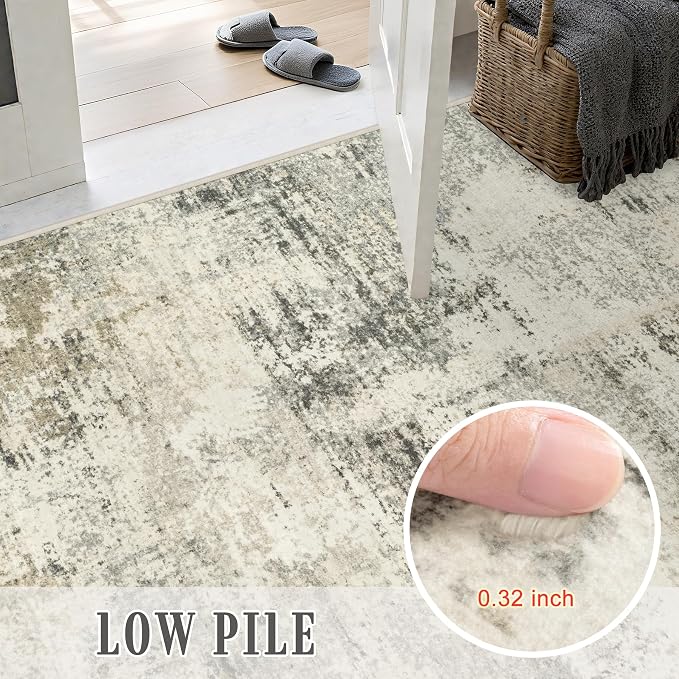 Area Rug Living Room: 4x6 Modern Washable Soft Carpet Ash Brown | - Image 6