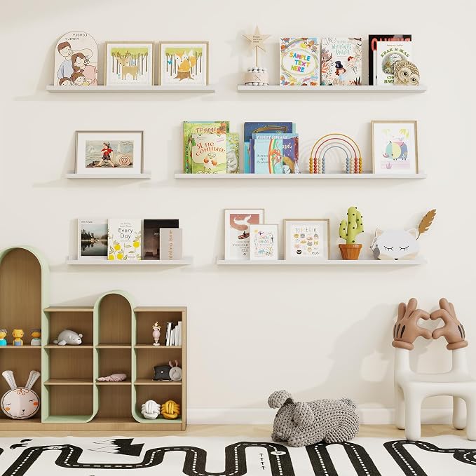 Picture Ledge Shelf, Floating Shelves Set of 2, 32 Inches Solid Wood Nursery - Image 7