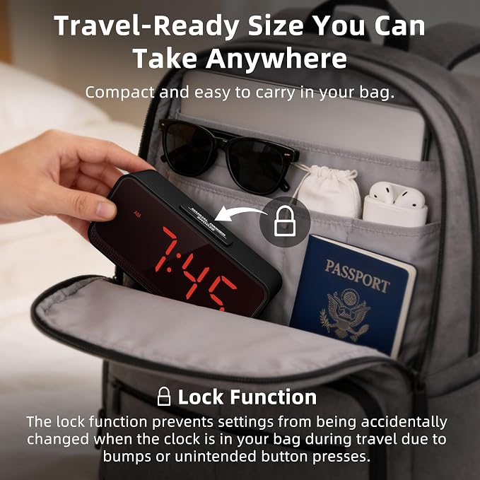 Battery Operated Small Alarm Clock: Compact Cordless Design | Digital Large - Image 4