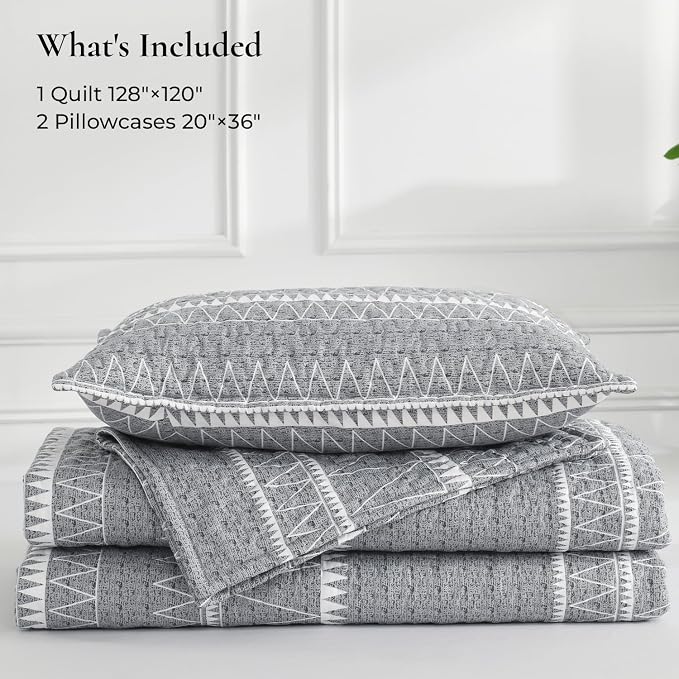 Oversized Super King Plus Quilt Set Grey - Image 7