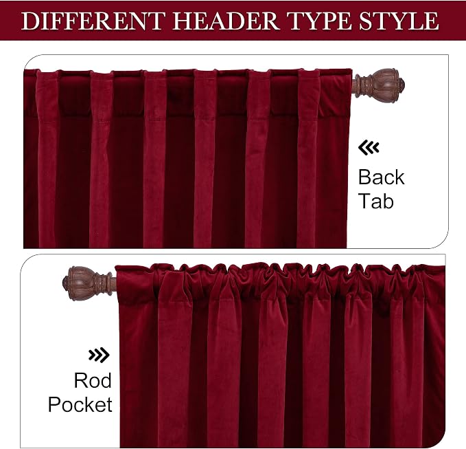 RYB HOME Velvet Curtains 108 inches Long, Extra Long High Ceiling Curtains | - Image 3