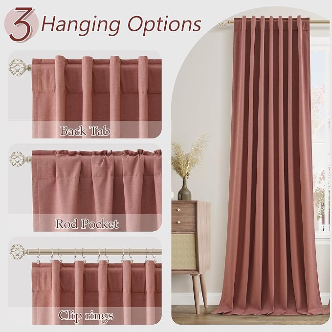 100% Blackout Curtains 96 Inch Length 2 Panels Set - Image 6
