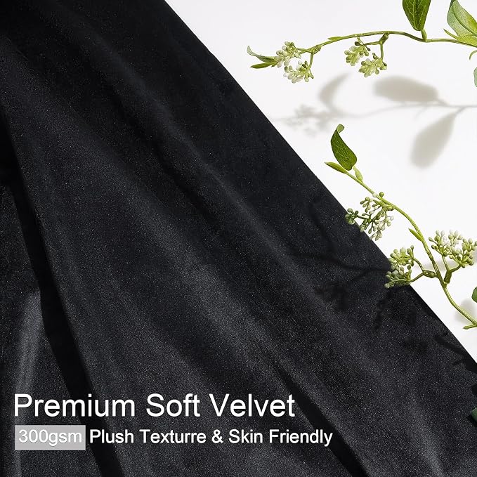 96 Inches Long Black Velvet Blackout Curtains 2 Panels Super Soft Velvet Luxury - Image 3