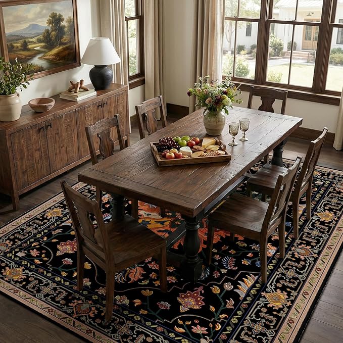 RELEANY Washable Area Rug, Water Repellent, Pet Friendly, Vintage Floral Boho - Image 3