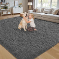 8x10 Area Rug for Living Room, Dark Gray Fluffy Shag Non-Slip Bedroom Rugs | by Unknown