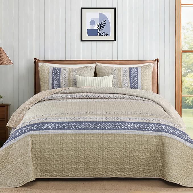 Cottolester Queen Quilt Bedding Set, All Seasons Microfiber Boho Quilt Set by Cottolester