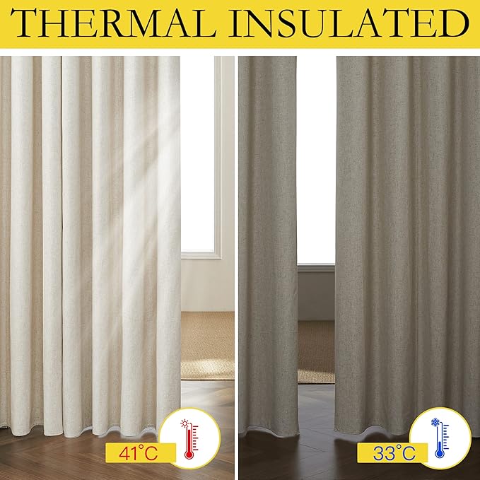 NICETOWN Natural 100% Blackout Short Curtains 63 inches Lenghth Burg - Image 5