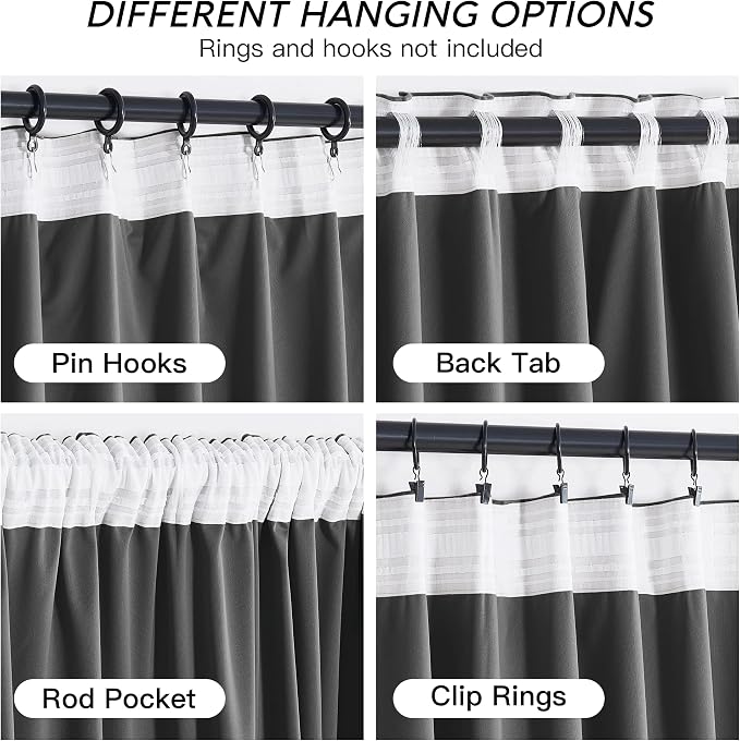 RYB HOME Velvet Curtains 102 inches Long, Extra Long High Ceiling Curtains | - Image 4
