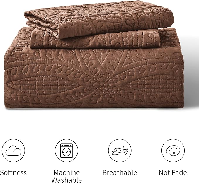 Love's cabin Quilts for Queen Bed Brown Bedspreads Bedding Set - Image 7
