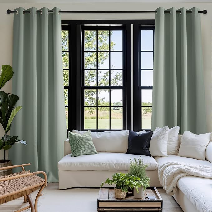 NICETOWN Sage Green Room Darkening Curtains 50 Inches Long 2 Panels - Image 2