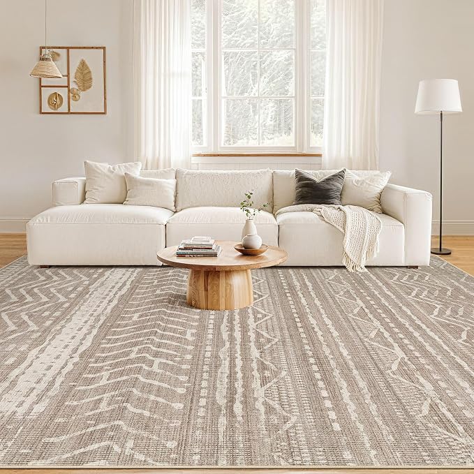 Nakagishi Boho 10x12 Area Rug Living Room Rugs Machine Washable Dark Brown | - Image 4