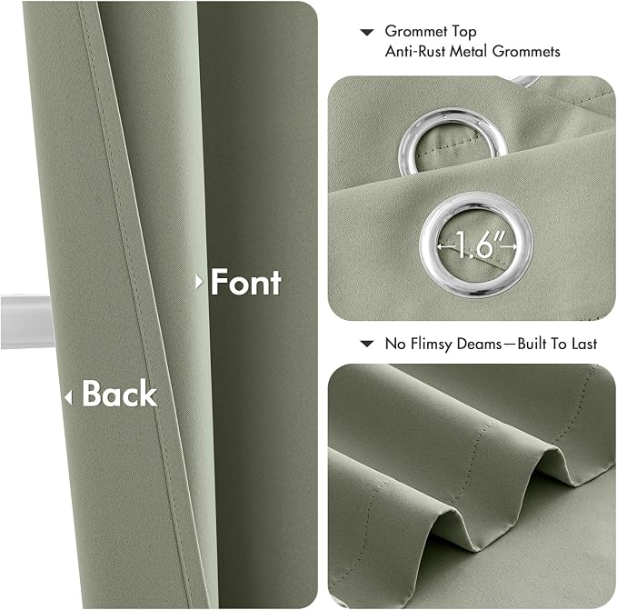 MIULEE Blackout Curtains for Bedroom 2 Panels 40 x 96 Inch Long Sage Green | - Image 4