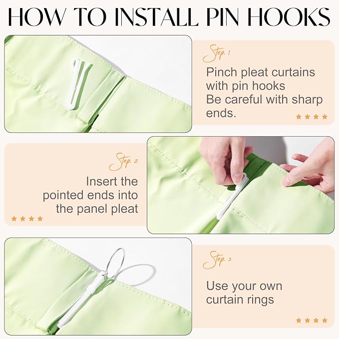 Etherealveil Pastel Green Pinch Pleated Blackout Curtains 2 Panels 40"x102" | - Image 7