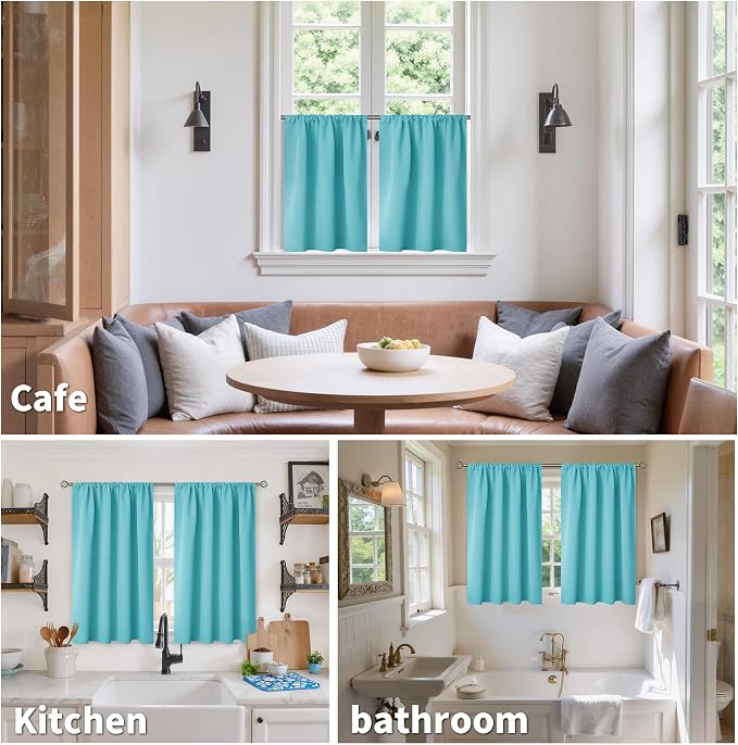 BGment Small Aqua Curtains 36 Inch Length - Image 2